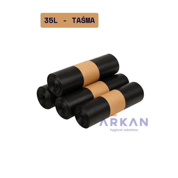 Worki na odpady z taśmą LDPE 35l - 20szt (KR)